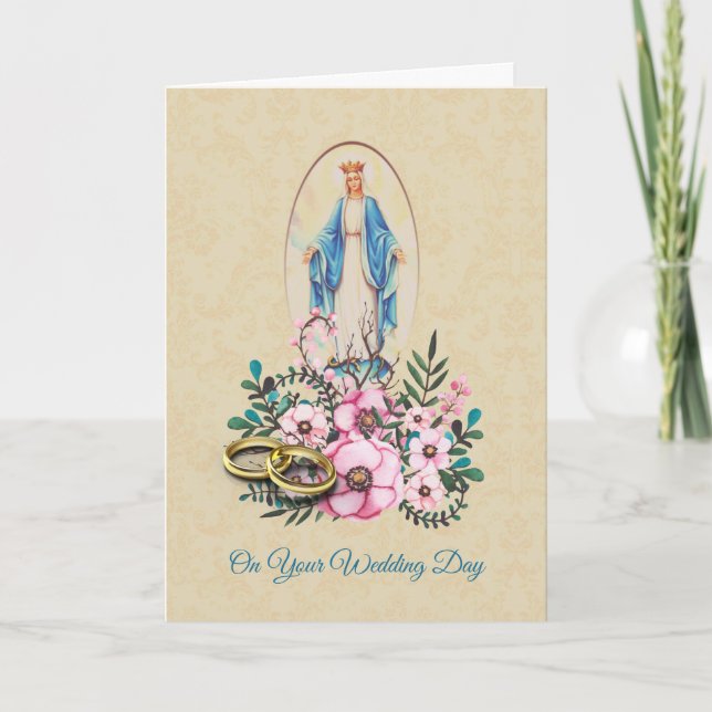 Tarjeta Madre Maria de la Virgen de los anillos de bodas (Anverso)
