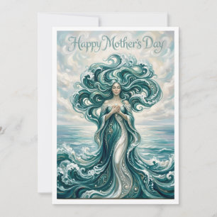 Tarjeta Madre Océano - Arte de Ola de la Diosa del Mar, Dí