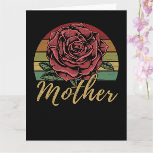 Tarjeta Madre Rosa Roja De La Puesta Del Sol Retro Con Pro