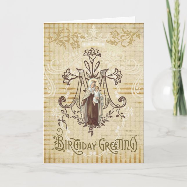 Tarjeta Madre Virgen María Monte Carmel Cumpleaños (Anverso)