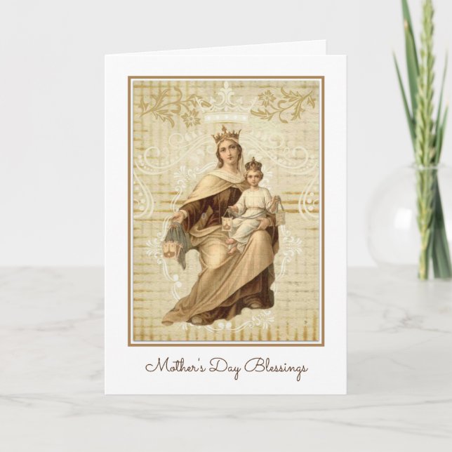 Tarjeta Madre virgen virgen virgen María Monte Carmel (Anverso)