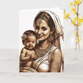Tarjeta Madre y bebé hindúes, Día de la Madre