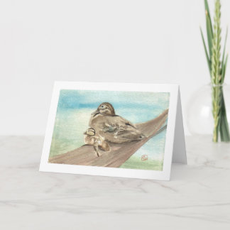 Tarjeta Madre y bebé pato de madera Notecard
