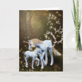 Tarjeta Madre y bebé unicornio