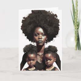 Tarjeta Madre y gemelos afroamericanos, Día de la Madre