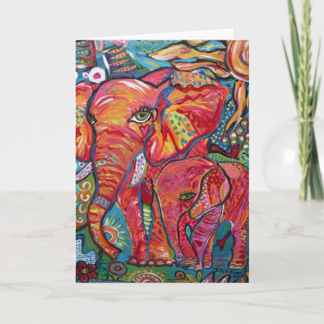 Tarjeta Madre y niño del elefante (Anverso)