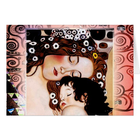 Tarjeta Madre y niño por el collage de Gustavo Klimt