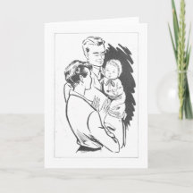 Madre y padre vintage con bebé