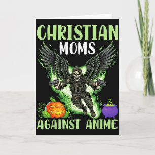 Tarjeta Madres cristianas contra alas de ángel esqueleto d