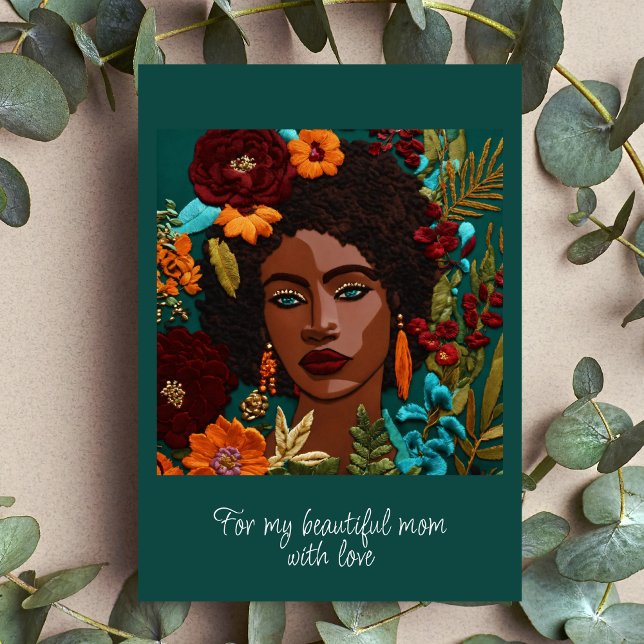 Tarjeta madres esmeraldas de bordado afrocéntrico (Subido por el creador)