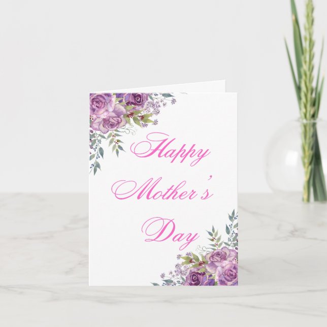 Tarjeta madres felices día rosado floral minimalista (Anverso)