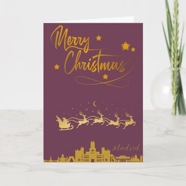 Tarjeta Madrid Skyline Merry Christmas (Anverso)