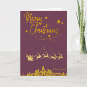 Tarjeta Madrid Skyline Merry Christmas