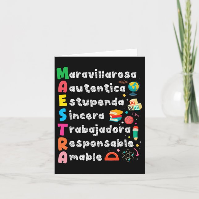 Tarjeta Maestra Acrónimo Español Profesor De Vuelta A La E (Anverso)