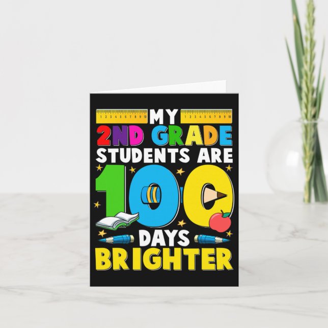 Tarjeta Maestra de 2º Grado 100 días más brillante 100 día (Anverso)