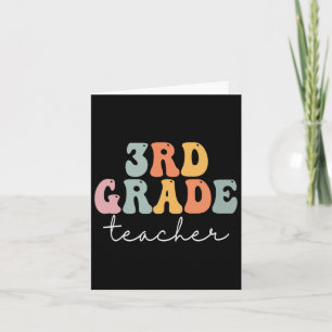Tarjeta Maestra de 3er grado Retro Groovy Vintage Primer D