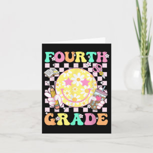 Tarjeta Maestra de 4º Grado Niño Preppy Primer Día De S