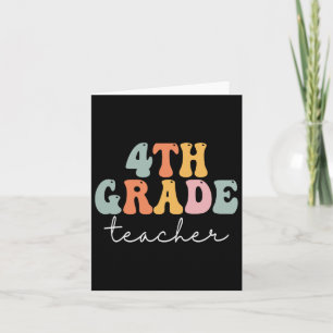 Tarjeta Maestra de 4º Grado Retro Groovy Vintage Primer Dí