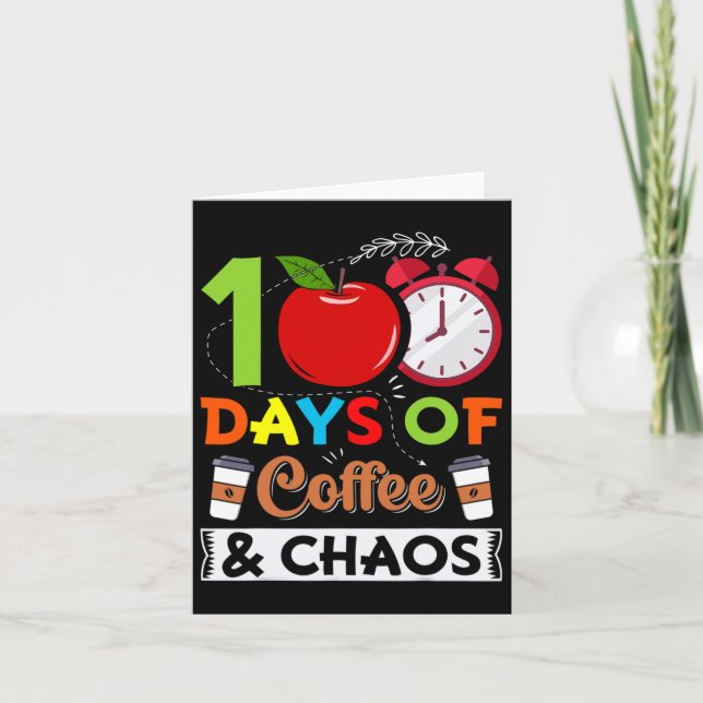 Tarjeta Maestra De Disfraces Escolares 100 Días De Café Y (Anverso)