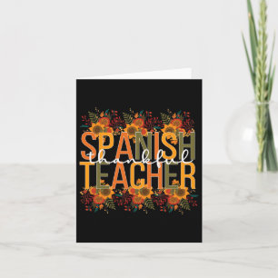 Tarjeta Maestra de español Día de Acción de Gracias Enseña