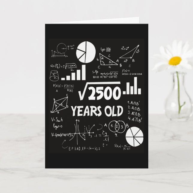 Tarjeta Maestra de matemáticas de cumpleaños de 50 años de (Planta pequeña)