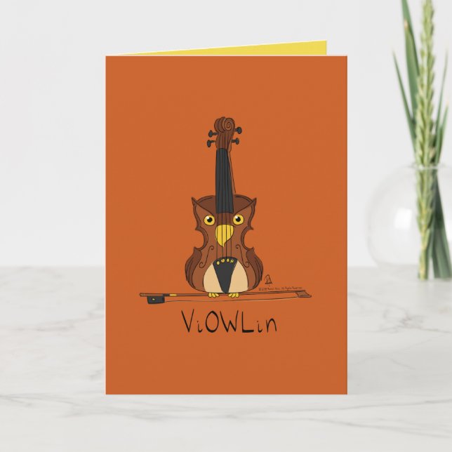 Tarjeta Maestra De Música De Lechuza Violín Cute Niños (Anverso)