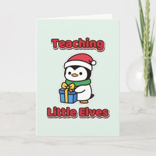 Tarjeta Maestra de Navidad de pequeños elfos
