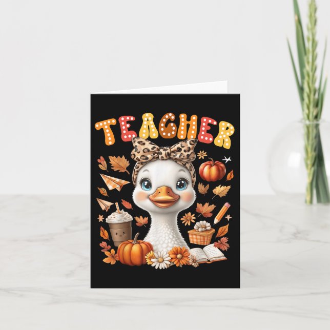 Tarjeta Maestra de otoño Goose Leopard Bow Coquette Otoño  (Anverso)