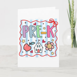 Tarjeta Maestra de pre kínder niña niño primer día 