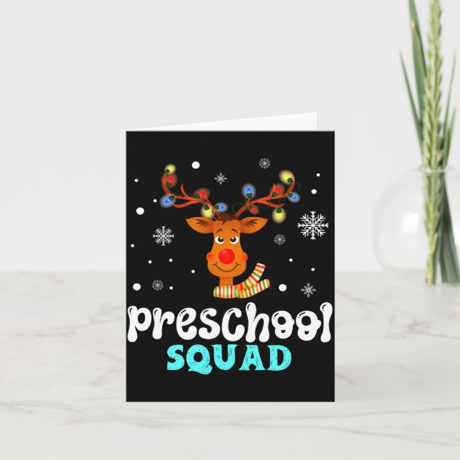 Tarjeta Maestra de preescolar navidad equipo de preescolar (Anverso)