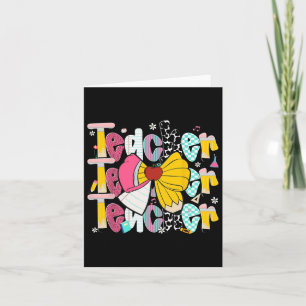 Tarjeta Maestra de Preppy Lápiz Coquette Bow Teacher de vu