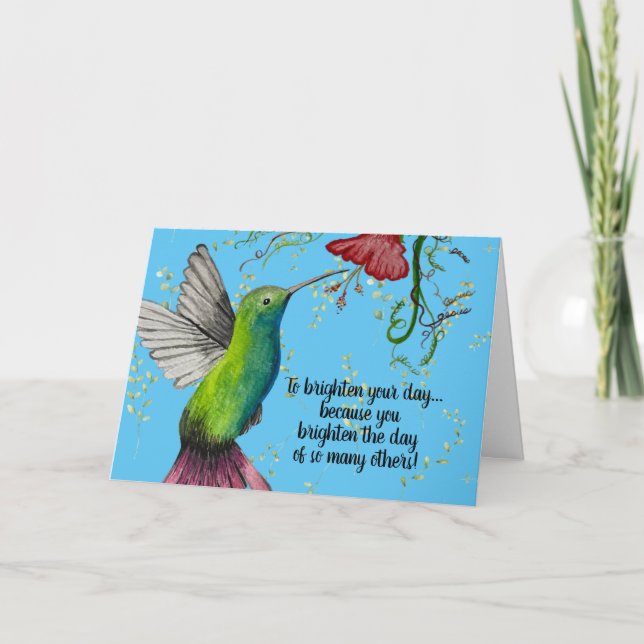 Tarjeta Maestra de Watercolor Hummingbird (Anverso)
