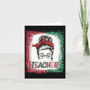 Tarjeta Maestra educadora desordenada Bun Bleached School