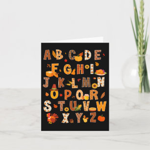 Tarjeta Maestra Niños Alphabet Turquía Calabaza Otoño Grac