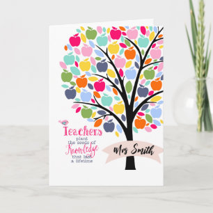Tarjeta Maestra planta semillas árbol de manzana regalo de