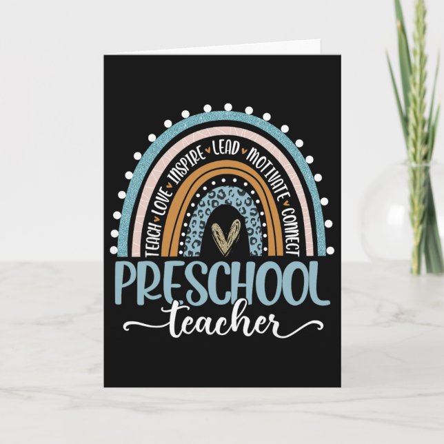 Tarjeta Maestra Preescolar Leopardo Boho Arcoiris Byck A L (Anverso)