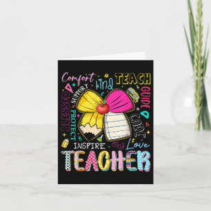 Tarjeta Maestra Preppy Coquette Bow Enseñar amor Inspire t