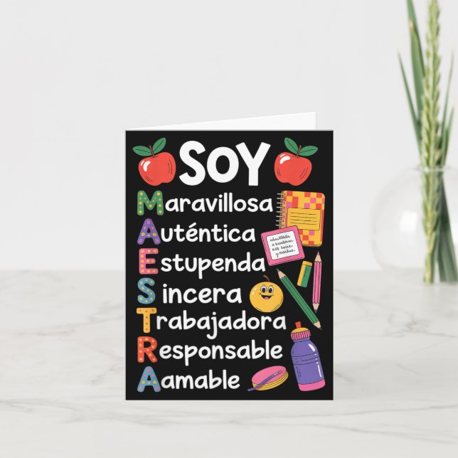 Tarjeta Maestra Profesora de Español Profesora Bilingüe Ma (Anverso)