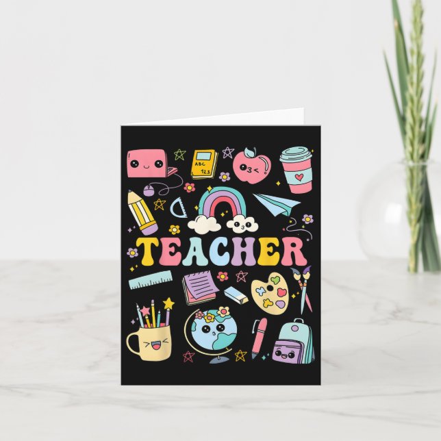 Tarjeta Maestra Shirt Groovy Profesor De Vuelta A La Escue (Anverso)