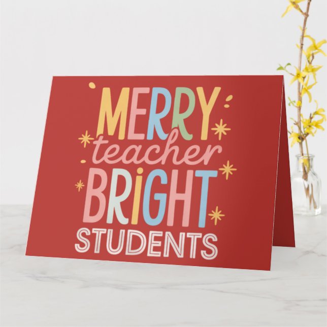 Tarjeta Maestro Alegre Estudiantes Brillantes Navidad Dive (flor amarilla)