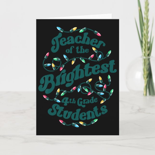 Tarjeta Maestro de 4º grado Luces de Navidad Escuela Más B (Anverso)