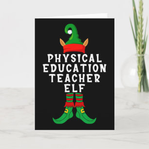 Tarjeta Maestro de Educación Física Elfo Divertido Navidad