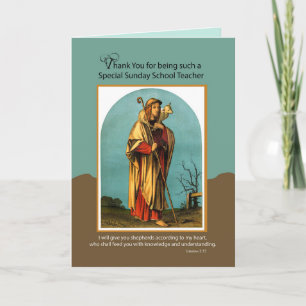 Tarjeta Maestro de Escuela Dominical Gracias Buen Pastor
