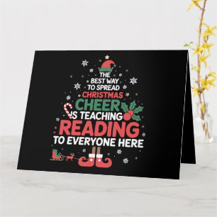 Tarjeta Maestro de Lectura Elfo de Navidad Alegría de Navi