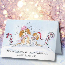 Tarjeta Maestro de Música Feliz Navidad CKCS Perros