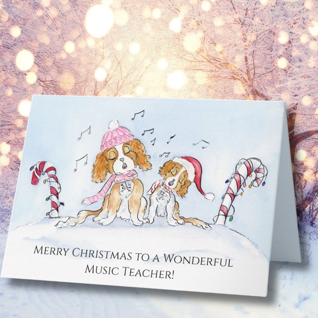 Tarjeta Maestro de Música Feliz Navidad CKCS Perros (Subido por el creador)