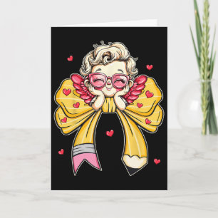 Tarjeta Maestro Groovy San Valentín Coquette Lápiz Bow Ens