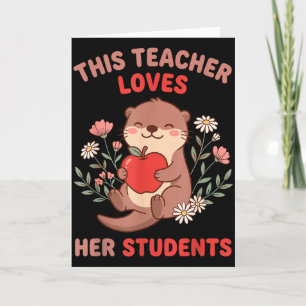 Tarjeta Maestro San Valentín Nutria Manzana Amor Alumnos F