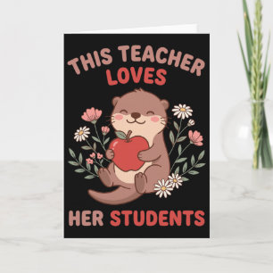 Tarjeta Maestro San Valentín Nutria Manzana Amor Alumnos F