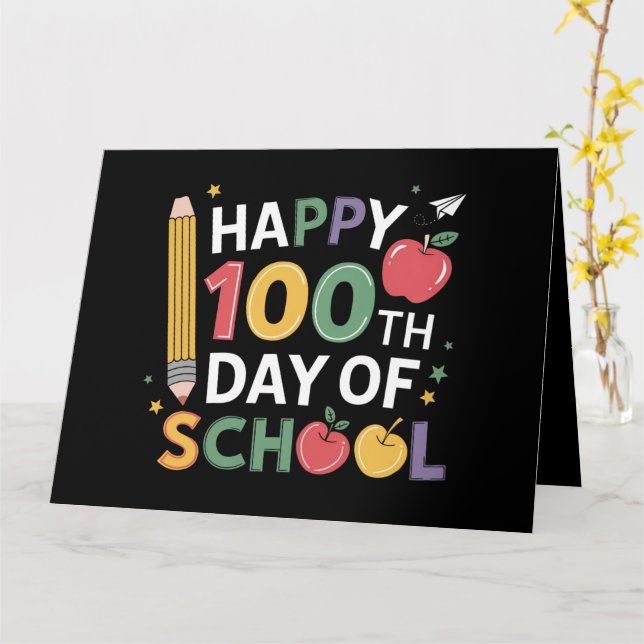 Tarjeta Maestros del Día 100 de la Escuela Feliz 100 Días (flor amarilla)